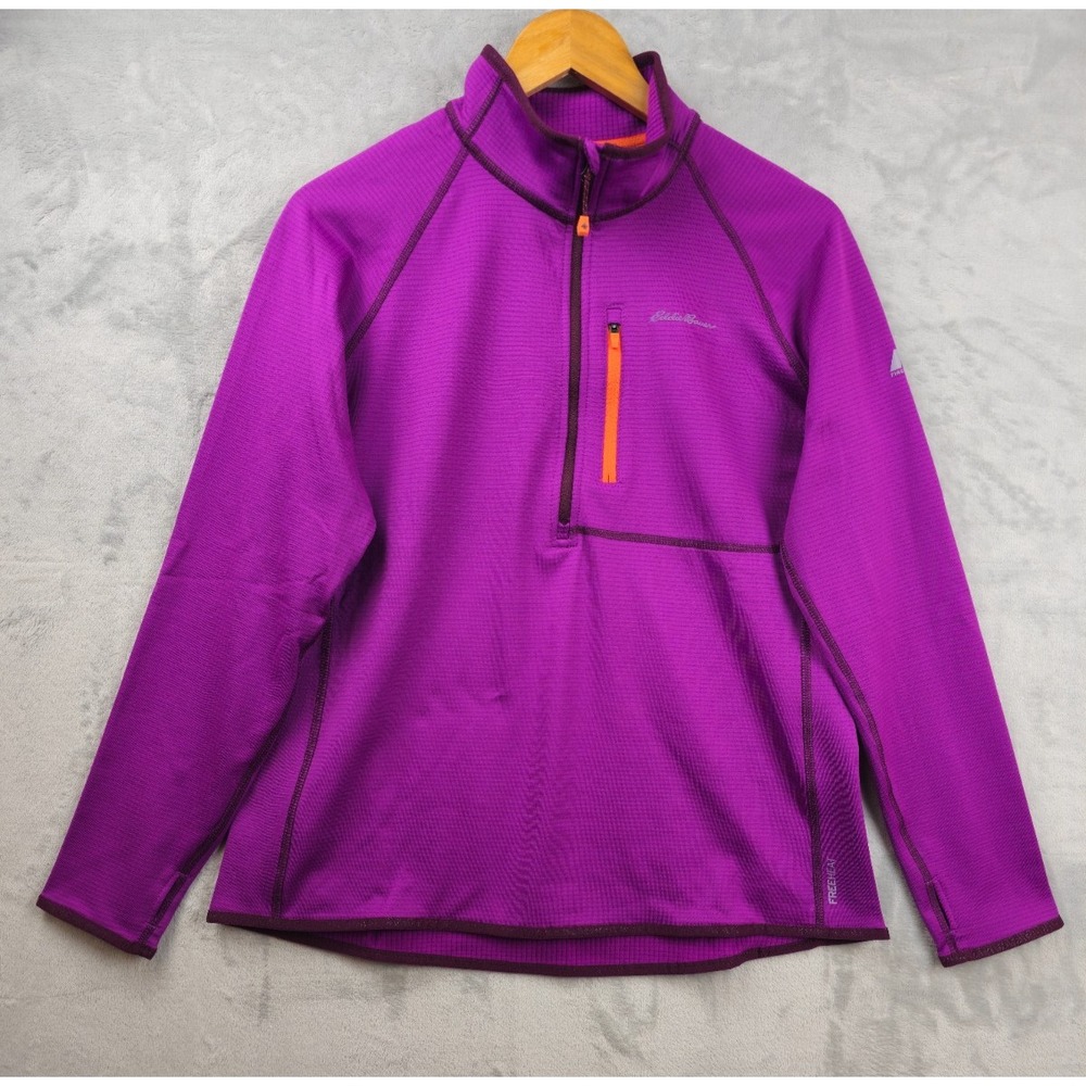 Eddie Bauer First Ascent Free Heat Pullover Fleece Purple XL Waffle Grid 1/4 Zip